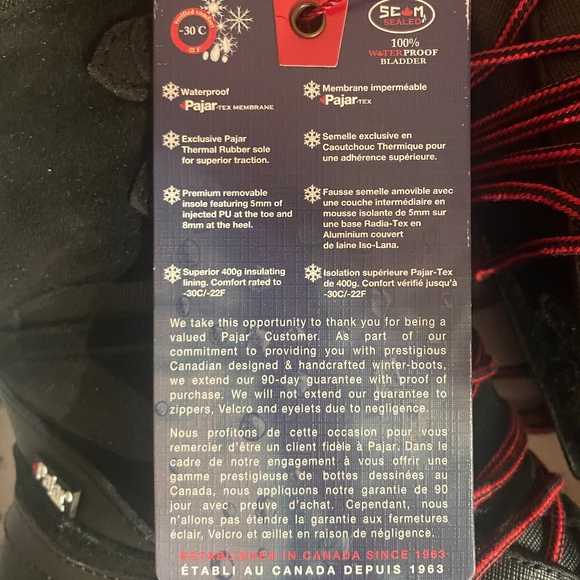 Pajar Black Winter Boots with Red Accents - Picture 11 of 13